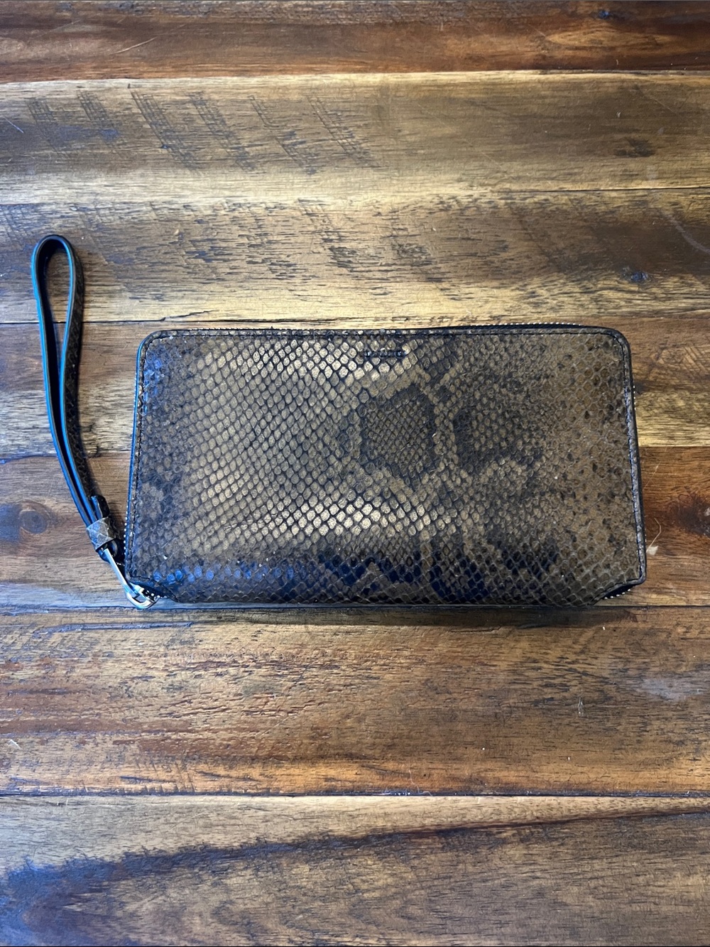 All Saints Genuine Leather snakeskin print wallet